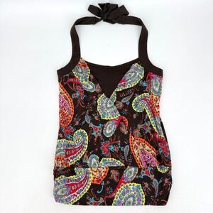 IZ Byer California‎ Y2K Brown Paisley Halter Top Size S